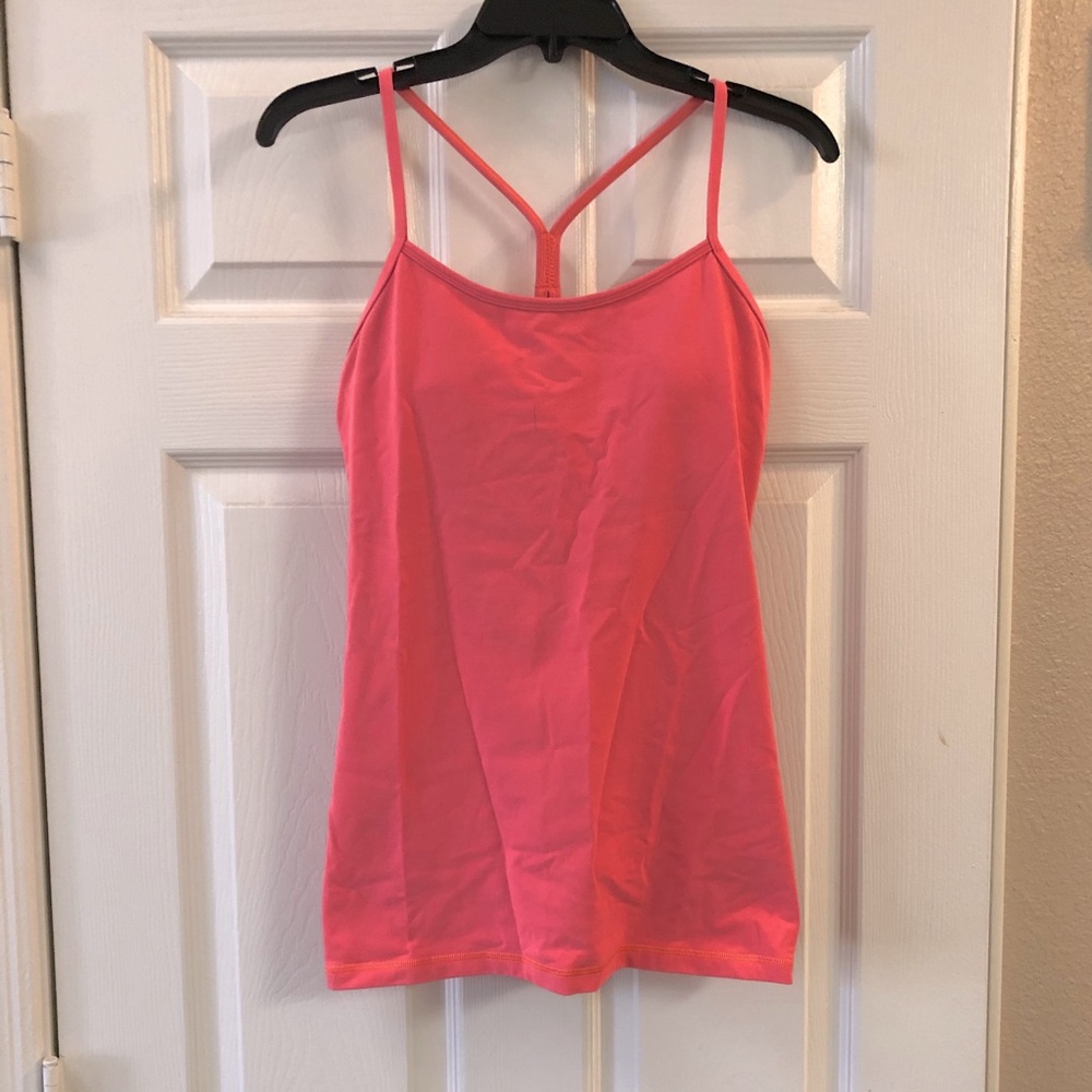 Lululemon Size 8 Power Y tank neon coral/pink